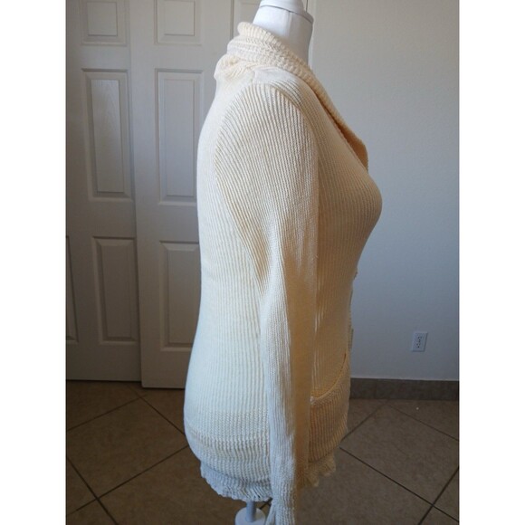 RALPH LAUREN Womens Cardigan Sweater L 100% Linen Creme Button Down  Bohemian - Picture 4 of 16